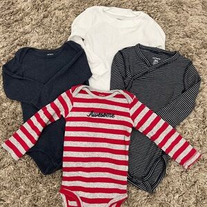 Carter's Striped and Solid Bodysuit Set - Red, Navy, White